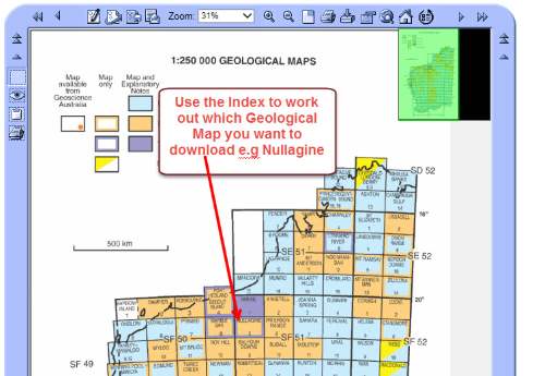Geological Map 1:100000 index screen