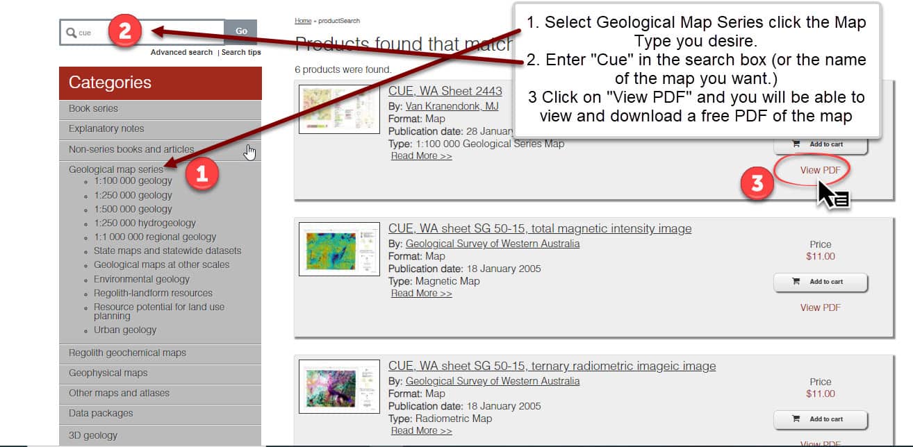 Geological Maps Online Select Type and Name of Map to download then click on View PDF.