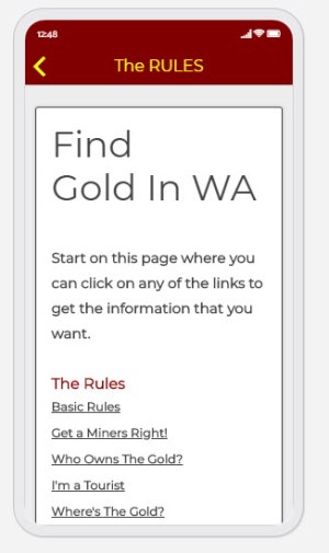 gold in WA app Rules Page