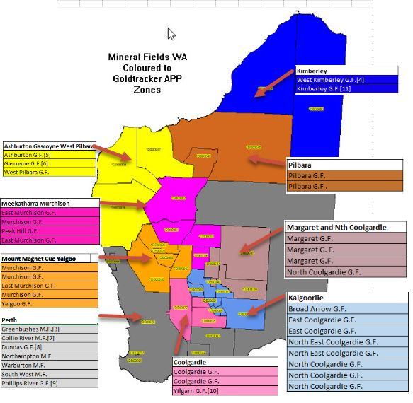 Mining Districts and Goldfields in WA (Shown Here in Goldtracker Areas View) Mining Districts and Goldfields in WA (Shown Here in Goldtracker Areas View)